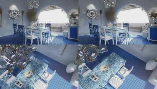 海边民宿室内餐厅地中海风格_03_DZH高清在线视频素材下载