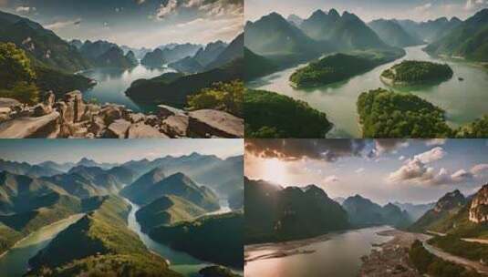 4K风景合集航拍中国山水自然风景山川河流高清在线视频素材下载