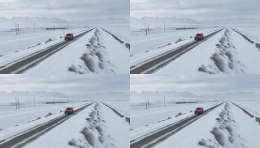 冬季新疆自驾 公路自驾 旅行 冰天雪地高清在线视频素材下载
