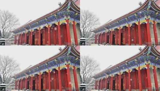 冬天大雪纷飞的北京颐和园古建筑高清在线视频素材下载