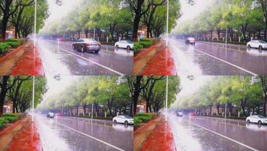 下雨的城市街道高清在线视频素材下载