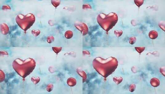 爱情情人节气球背景高清在线视频素材下载