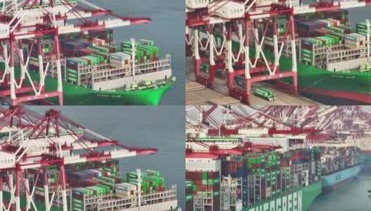 港口货轮装载集装箱高清在线视频素材下载