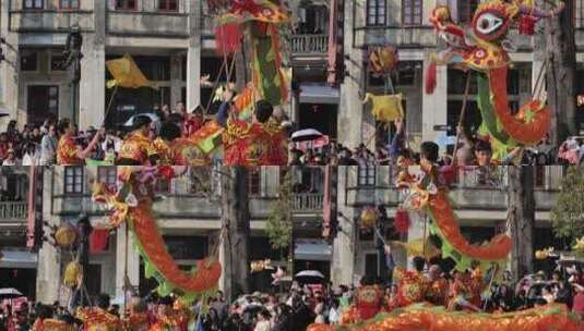 新年非遗活动舞龙高清在线视频素材下载