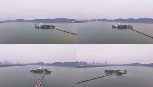 徐州云龙湖水族馆冬天航拍高清在线视频素材下载