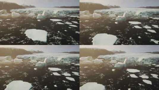 北极静止水域海冰融化的宽低角度观察高清在线视频素材下载