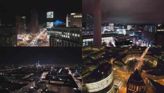 德国柏林夜景航拍高清在线视频素材下载