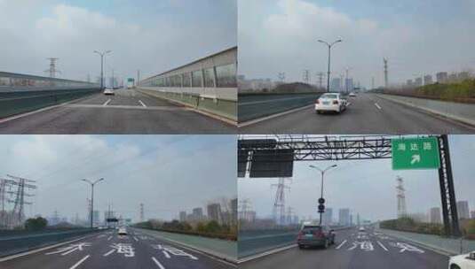 城市马路沿途风景开车第一视角道路公路素材高清在线视频素材下载