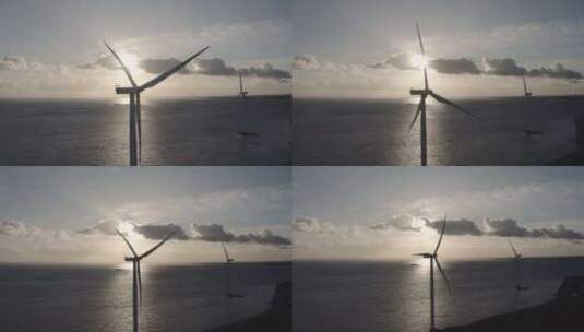 沿海风力涡轮机发电高清在线视频素材下载