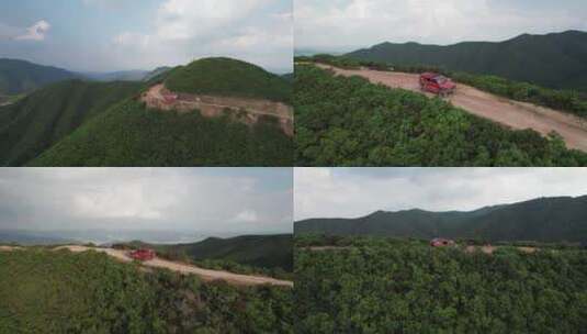 航拍汽车在山顶行驶高清在线视频素材下载