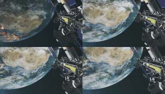 罗塞塔太空探测器在地球大陆附近飞行高清在线视频素材下载