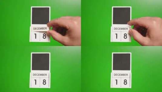 12.绿色背景上日期为12月18日的日历高清在线视频素材下载