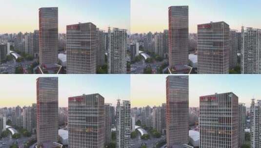 航拍上海长江大楼 国华人寿 长江证券大楼高清在线视频素材下载