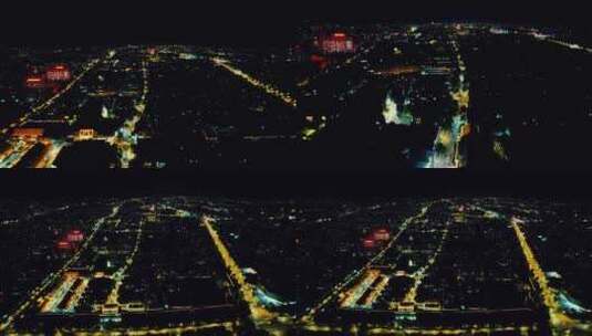 山东潍坊青州夜景灯光航拍高清在线视频素材下载