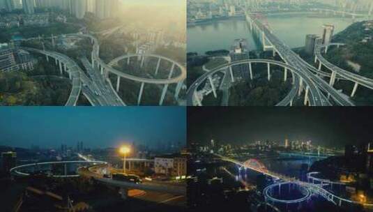 重庆铜元局立交桥交通航拍高清在线视频素材下载
