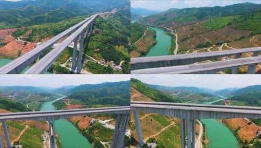 高速高架桥 北盘江 高速基建 中国高速路高清在线视频素材下载