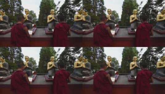 尼泊尔南摩布达创古寺喇嘛高清在线视频素材下载