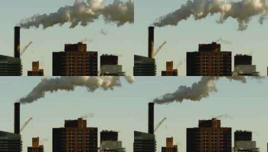 城市污染给高耸的摩天大楼蒙上阴影高清在线视频素材下载