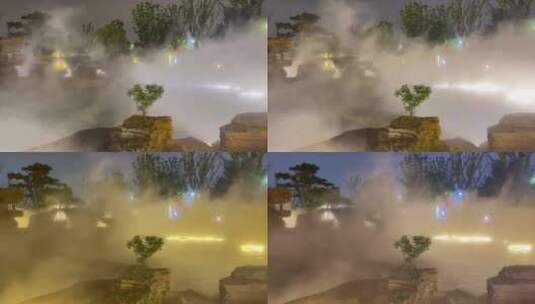 雾凇假山置景园艺夜景亮化1高清在线视频素材下载