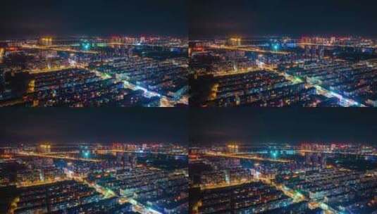 中国辽宁辽阳城市春节夜景放烟花航拍高清在线视频素材下载