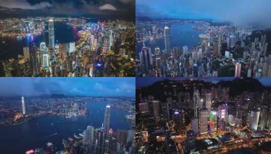 香港维多利亚港航拍夜景合集宣传片高清在线视频素材下载