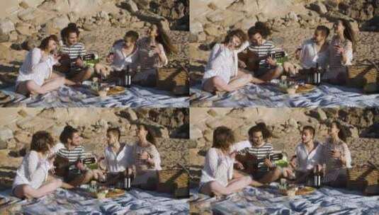 一群朋友一起唱歌高清在线视频素材下载