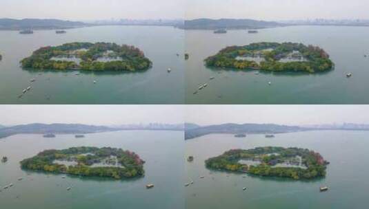 杭州西湖景区三潭印月美景航拍高清在线视频素材下载