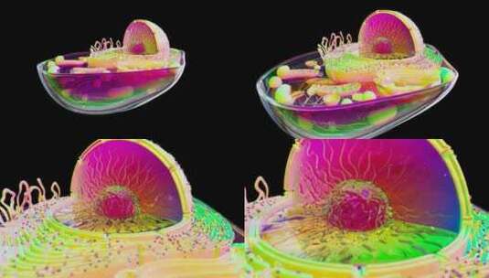 4K生物细胞和细胞核的抽象动画高清在线视频素材下载