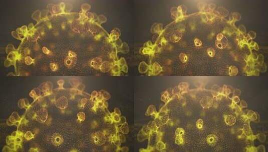 带有颗粒背景的新冠病毒微生物细菌特写4K高清在线视频素材下载