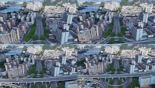 广西柳州飞蛾立交桥城市交通航拍高清在线视频素材下载