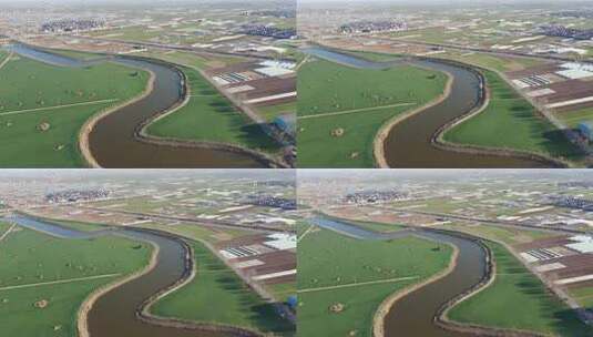 航拍 风景 景色 河流 河道 水 湖高清在线视频素材下载