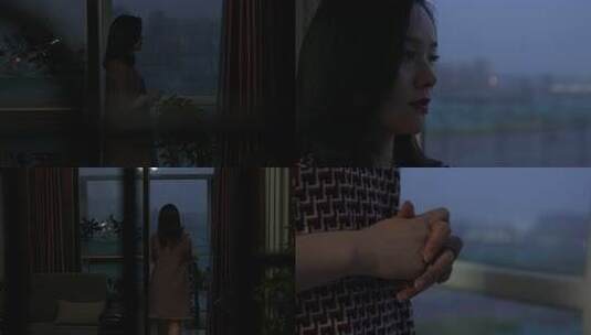 女子窗边侧影高清在线视频素材下载