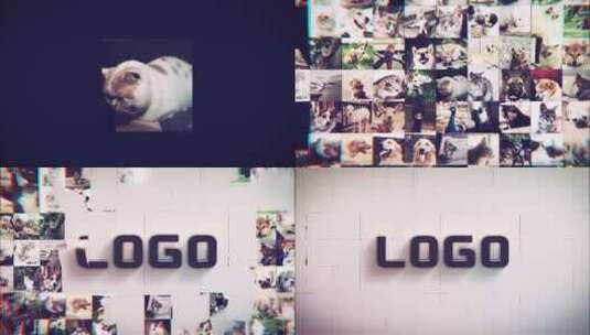 快速折叠照片墙LOGO片头A3高清AE视频素材下载