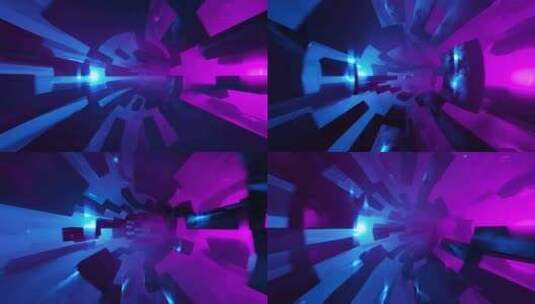 明亮发光的霓虹灯沿着无尽的隧道循环动画3高清在线视频素材下载