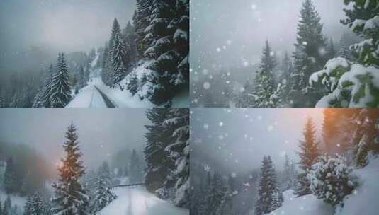 雪山下雪天雪景冬天冬季风景风光ai素材原高清在线视频素材下载