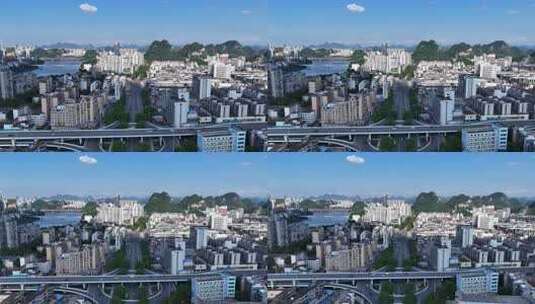 广西柳州飞蛾立交桥城市交通航拍高清在线视频素材下载
