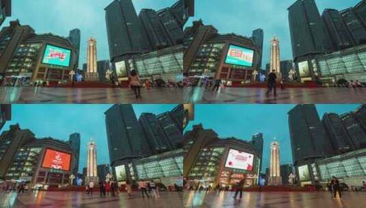 重庆解放碑夜景-延时商圈夜景人流 4K高清在线视频素材下载
