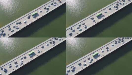 固定俯视大桥车流对角高清在线视频素材下载