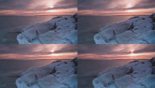 阳光下的冰山海面延时景观高清在线视频素材下载