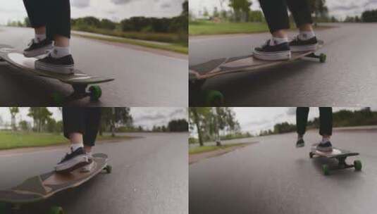 在马路上玩滑板高清在线视频素材下载