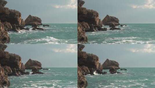 海浪拍打着岩石高清在线视频素材下载