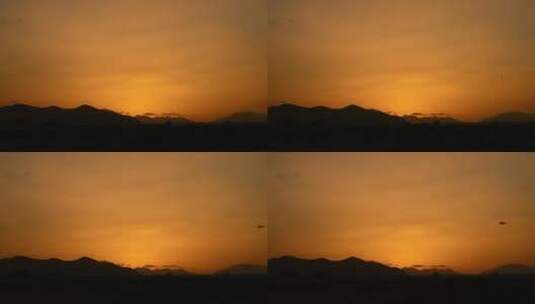 日落时分到达机场的飞机高清在线视频素材下载