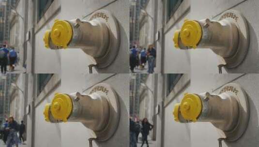 大楼墙上的消防栓高清在线视频素材下载