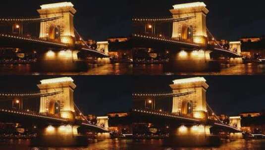 夜里照亮的桥高清在线视频素材下载