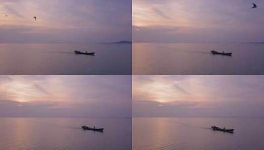 航拍太湖渔民靠岸高清在线视频素材下载