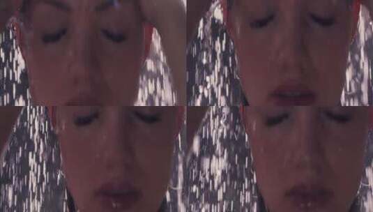 特写淋浴的水在女人脸部流下高清在线视频素材下载