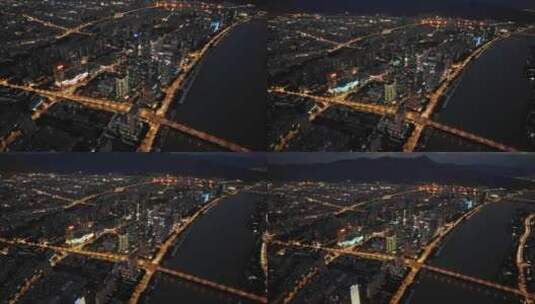 福州航拍城市高空夜景大景高清在线视频素材下载