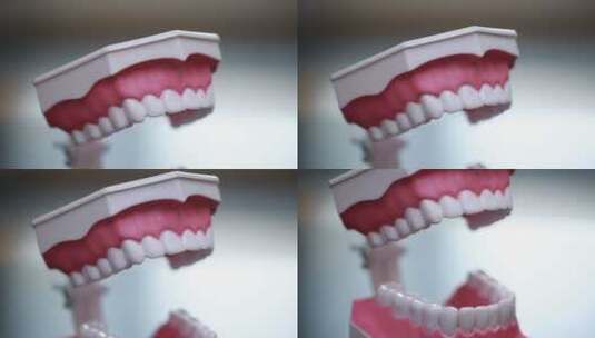 牙齿模型演示刷牙方法高清在线视频素材下载