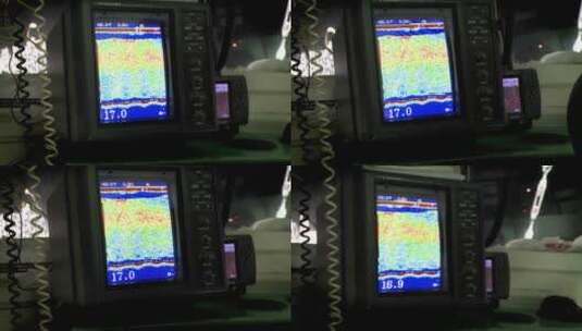 一艘渔船使用声纳装置寻找鱼高清在线视频素材下载