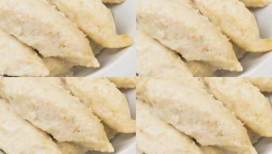 蒸草鱼丸子新鲜食品4k平移镜头高清在线视频素材下载